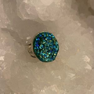 2/$15 Mermaid Quartz Druzy Ring Sz 8